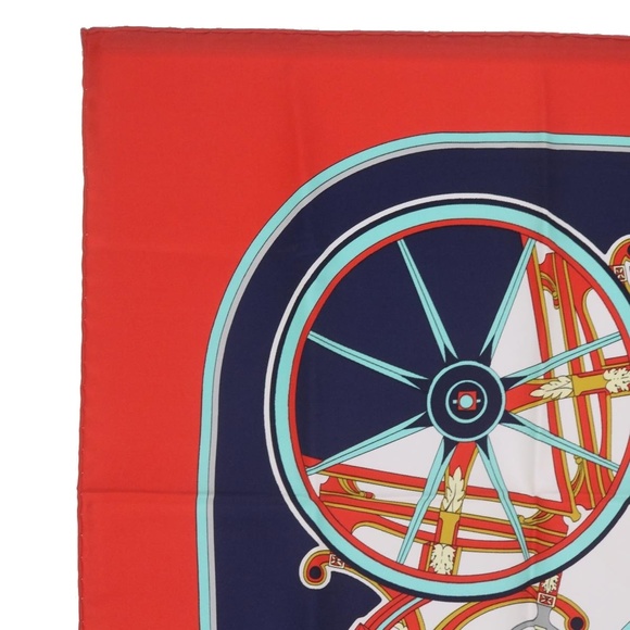 HERMES Carre 90 WASHINGTONfS CARRIAGE Scarf Silk Red Auth am5911 - Picture 2 of 16